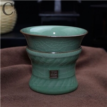 青瓷茶道零配茶滤网茶滤架哥窑翠青釉茶滤器茶漏茶托QC-138