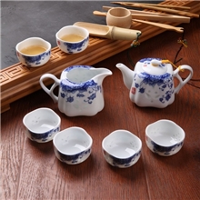 厂家批发正品高档玲珑牡丹青花瓷功夫陶瓷茶具玲珑瓷茶具套装