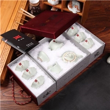 正品汝窑茶具套装批发整套汝瓷功夫茶具（手提套装）茶具套装