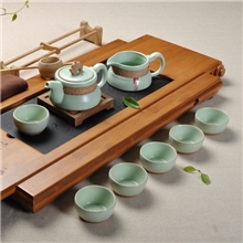 正品汝窑茶具套装整套汝瓷开片功夫茶具茶壶高档礼品（祥龙套装）
