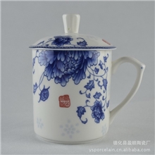 供应陶瓷杯两件套陶瓷杯子国色天香陶瓷杯德化县盈顺陶瓷厂