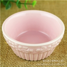 出口正品糖果色陶瓷烤碗布丁蛋糕碗外贸饭碗沙拉碗雕花花边