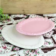 立体浮雕陶瓷蛋糕盘水果盘巴洛克风格欧式花边果盘点心盘牛排盘