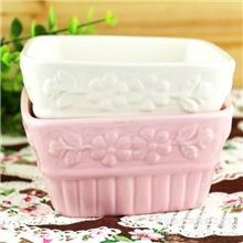 迷你粉色花耐高温陶瓷烤碗舒芙蕾烤碗樱花碗创意浮雕花碗