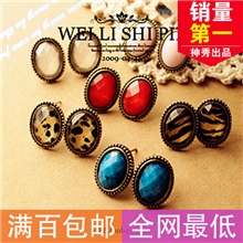 欧美饰品性感小复古复古饰品超值椭圆豹纹小耳钉耳饰大号！