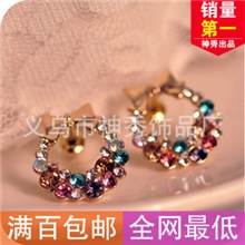 2012年热销韩版耳钉批发韩版彩钻蝴蝶结耳钉耳环耳坠耳饰