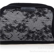 纪家复古蕾丝钩花纱网黑色化妆包大号款