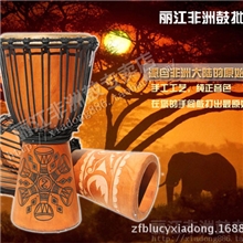 9寸非洲手鼓整木掏空手工雕刻高度50直径23
