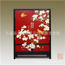 实木手工/新中式彩绘家具/边柜鞋柜玄关柜手绘家具厂家直销