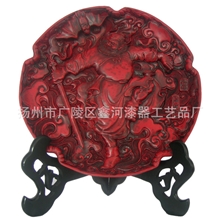 【鑫河漆器】10寸钟馗雕漆盘仿古辟邪传统工艺礼品