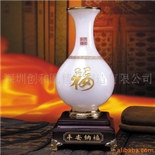 供应琉璃工艺品（平安纳福）花瓶合金白琉璃摆件