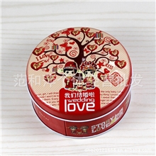 批发婚庆用品个性回礼喜糖盒创意包装盒新款可装烟圆形马口铁盒