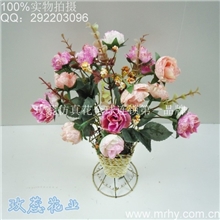 21头钻石玫厂家供应优质仿真玫瑰花仿真花批发厂家外贸仿真花