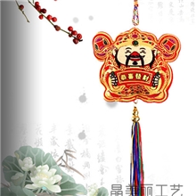民族特色工艺品植绒财神爷福平安招财猫小号中国结家居挂挂