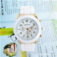 GENEVA三眼时尚手表硅胶手表电子手表敦煌ebay热销手表批发