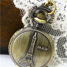 外贸热销韩版小号法国埃菲尔铁塔怀表项链表合金怀表批发