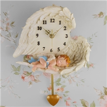 厂家批发创意韩版工艺挂钟小天使浮雕钟表树脂挂钟艺术挂钟