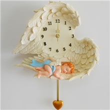 厂家直销新品创意树脂挂钟大号天使客厅钟表