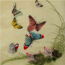 国画花鸟画蝴蝶绢画工笔蝴蝶装饰画工艺礼品画