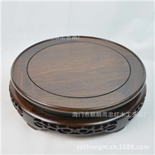 【雨忠红木】红木工艺品雕花底座镂空圆形花瓶盆景底座