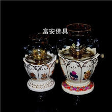 佛教用品陶瓷酥油灯八吉祥莲花油灯佛灯供灯陶瓷莲花酥油灯大号