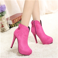 批发秋冬季新款女靴子厚底圆头细超高跟防水台休闲踝短靴马丁女靴