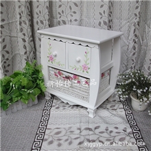 厂家直销现货白色手绘花床头柜田园风格品质保证