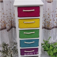 厂家供应工艺橱柜现货田园风格储物柜麦秸秆抽屉