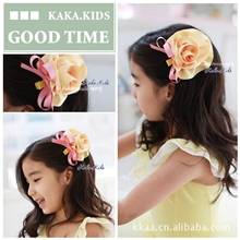 G00D韩国发饰儿童头饰浅黄双面珠光布康奈馨发夹原价3.8