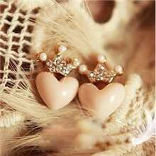 2066韩版耳饰闪钻皇冠心形珍珠百搭耳钉耳环义乌小饰品批发