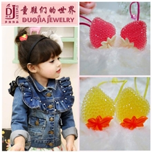 韩版儿童头饰发饰逼真草莓多色百搭发圈工厂低价直销200元起批