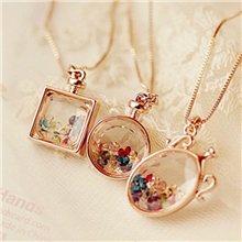 新品开运彩钻水晶天鹅金鱼许愿漂流瓶短款项链锁骨链韩版小首饰品