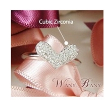 【荐】C87日韩饰品满钻心型戒指尾戒心形戒指个性潮女戒指