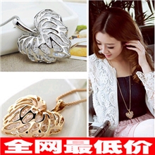 【爆款】镂空爱心树叶闪闪锆石毛衣链项链桃心项链B11