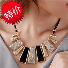 欧美大牌不规则几何磨砂皮绳项链女短项链锁骨链韩国F166