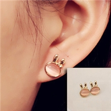 美乐轩RD070韩版欧美复古耳饰猫眼石可爱兔子耳钉耳环