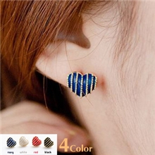 美乐轩RD092韩版饰品英伦风条纹桃心爱心耳钉耳饰