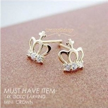 美乐轩RD134可爱镶钻小皇冠耳钉耳环女
