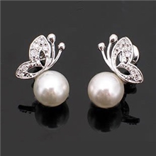 韩版RD025浪漫满屋宋慧乔玉兰油可爱蝴蝶珍珠耳环耳钉特价