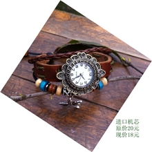 厂家直销真皮手工复古手表学生手链表女士手链式手表批发牛皮个性