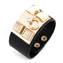 欧美手镯手链批发精品欧美夸张金属铆钉朋克皮质超宽手链