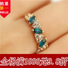 TF88全网销量第一新款复古感祖母绿戒指甜美闪钻戒指女