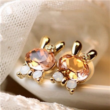 [荐]简蝶饰品韩版可爱水晶蝴蝶结耳环耳钉优质兔子耳钉耳环批发