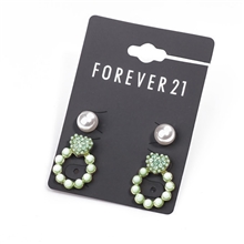 欧美外贸时尚饰品批发多彩爱心形水滴薄荷绿珍珠超值耳钉组