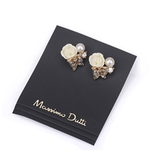欧美外贸时尚饰品可爱百搭树脂花朵式满钻蝴蝶珍珠耳钉耳环