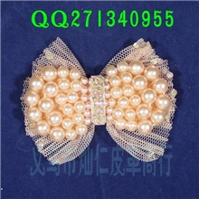 手工钉珠蝴蝶结女式凉鞋珍珠鞋花单鞋鞋材批发0.5-1万数量优惠