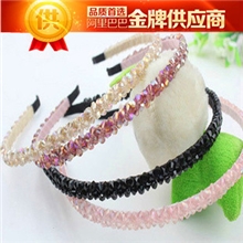 高档饰品批发韩国超闪水晶手工串珠发箍水晶发箍头箍双排水钻混批