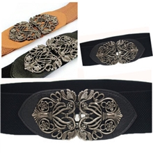 宫廷雕花对扣腰封宽松紧腰带女韩版百搭复古腰封弹力皮带