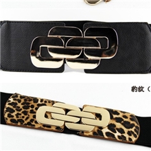欧美复古时尚宽腰封韩版百搭松紧女士腰带宽腰带女豹纹腰带