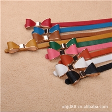 韩版新款包扣蝴蝶结糖果色细腰带女装饰裤腰带皮带现货基地